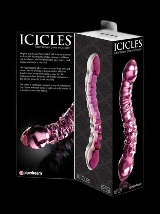 Double Gode en verre Rose Icicles n° 55