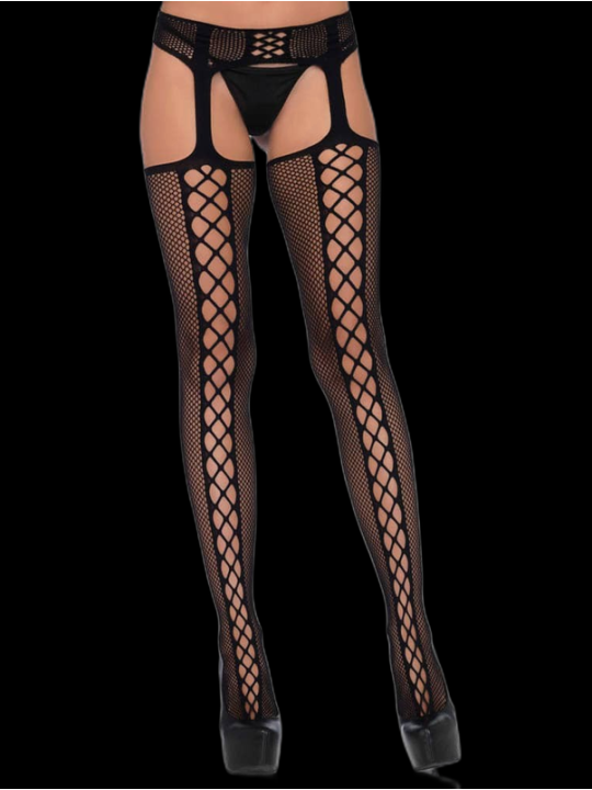 Bas à lacets avec couture arrière noirs