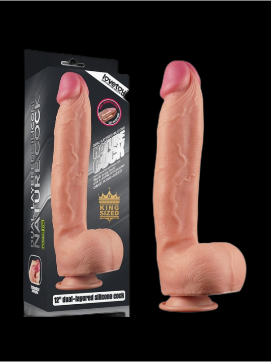 Gode ventouse 12" Dual Layered Platinum Silicone Cock 1 Lovetoy