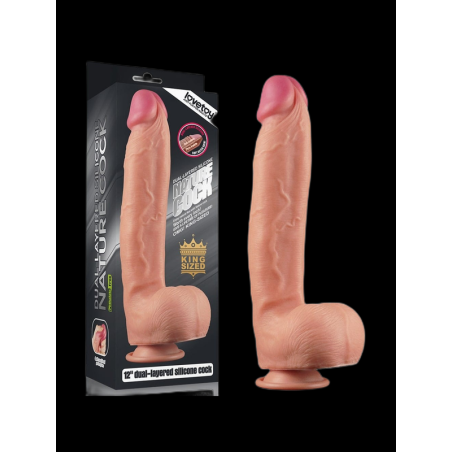 Gode ventouse 12" Dual Layered Platinum Silicone Cock 1 Lovetoy