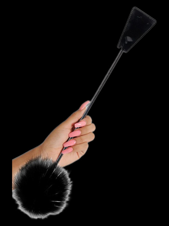 Cravache avec plumeau Noire 50cm FETISH